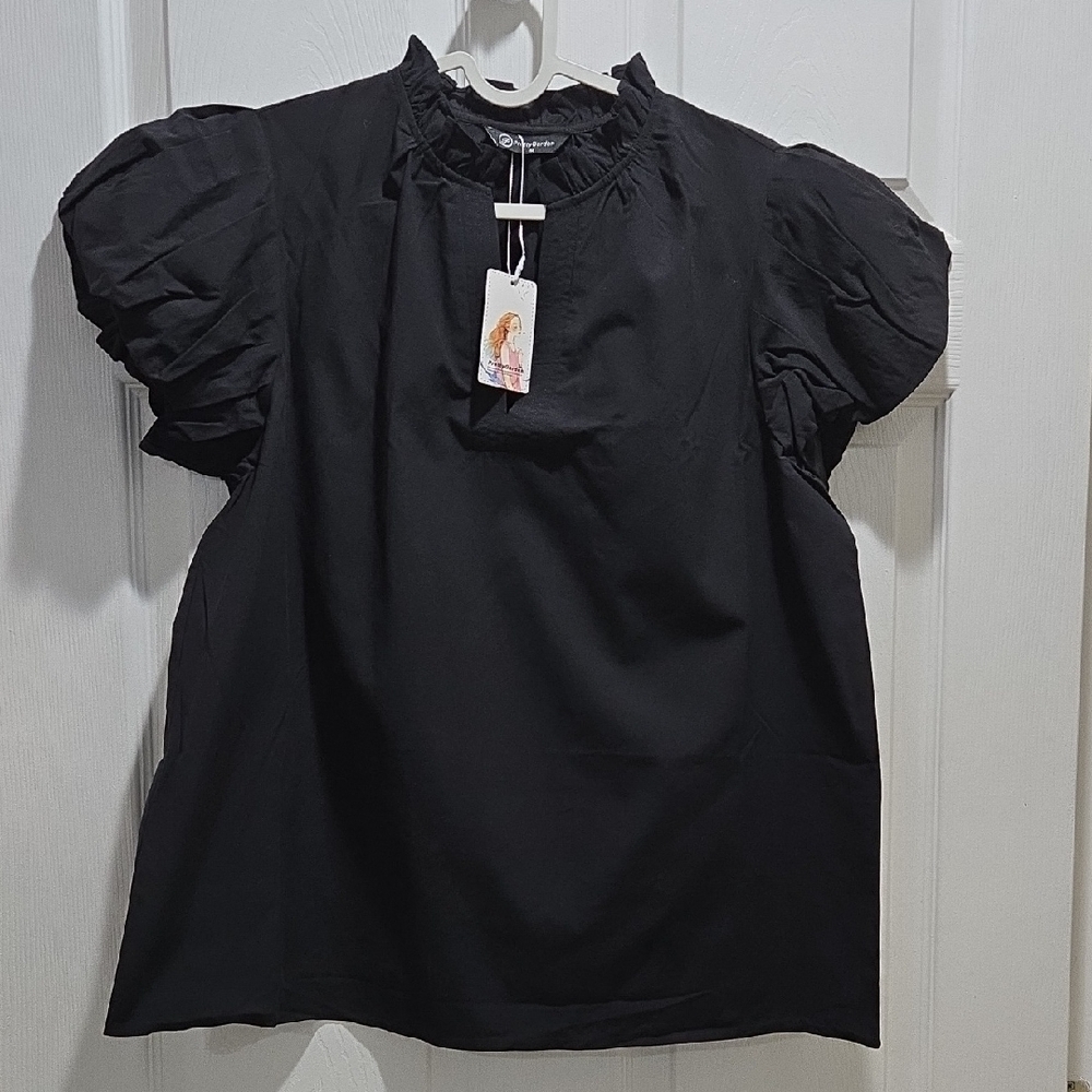 Chic Black Puff Sleeve Blouse